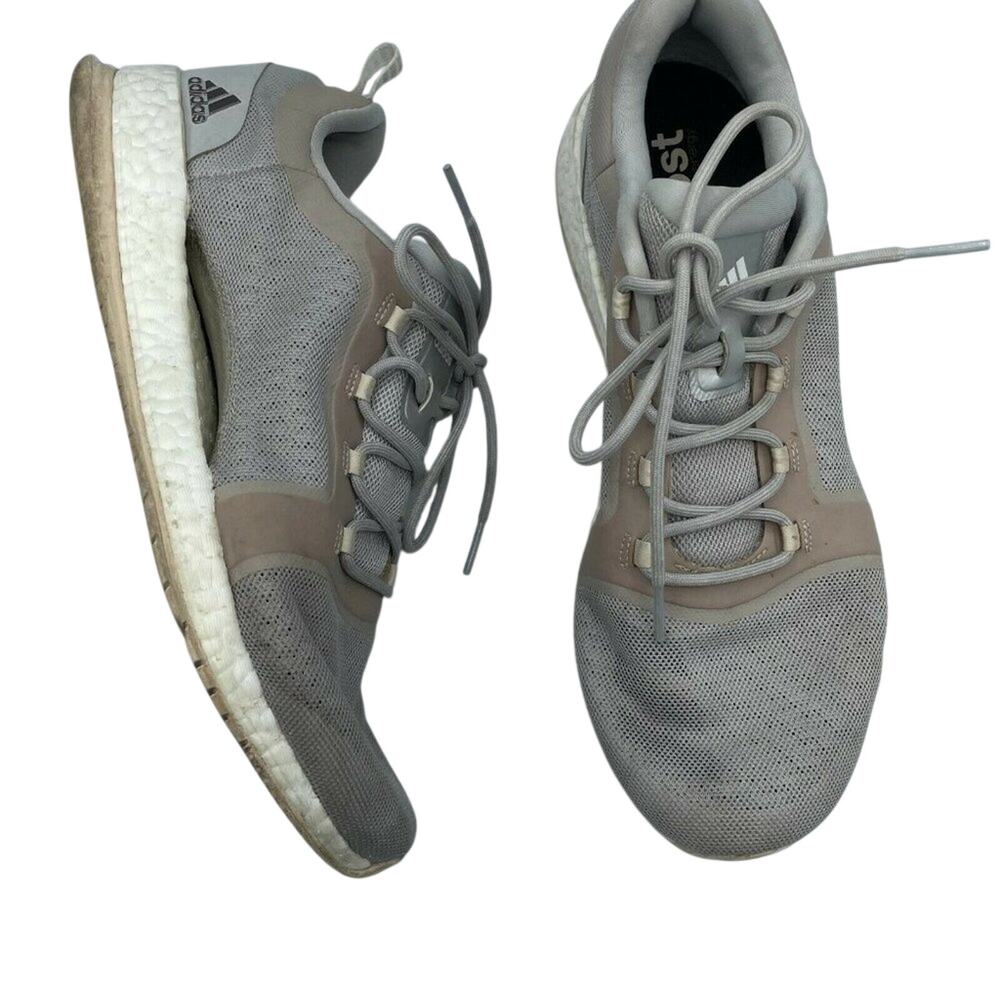 Adidas Womens Gray Pure Boost BB3286 Lace Low Top Running Shoes Size 10 Sneakers